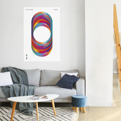 Poster verticale staccabile e attaccabile con gradienti ellittici