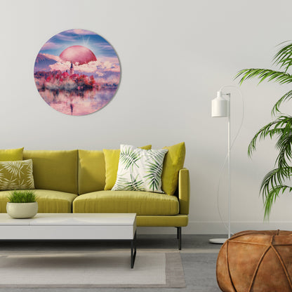 MARS OVER THE BLED LAKE Round Wall Art