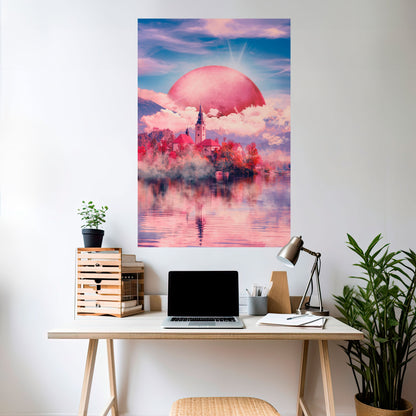 MARTE SOPRA IL LAGO DI BLED Poster verticale staccabile e attaccabile
