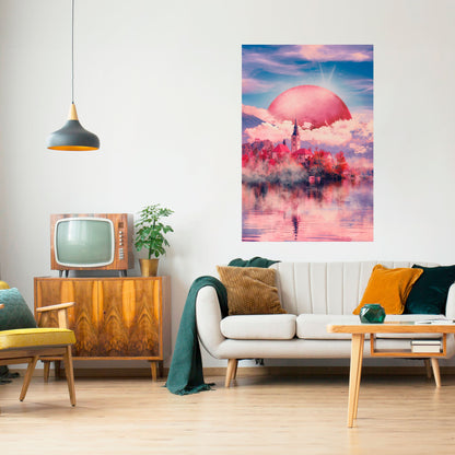 MARTE SOPRA IL LAGO DI BLED Poster verticale staccabile e attaccabile