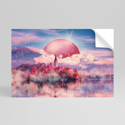 MARTE SOPRA IL LAGO DI BLED Poster orizzontale staccabile e attaccabile