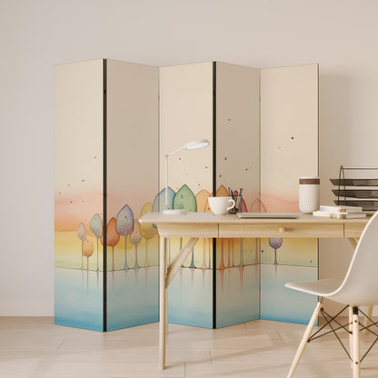 Divisorio decorativo per ambienti a 5 pannelli COLORFUL OASIS