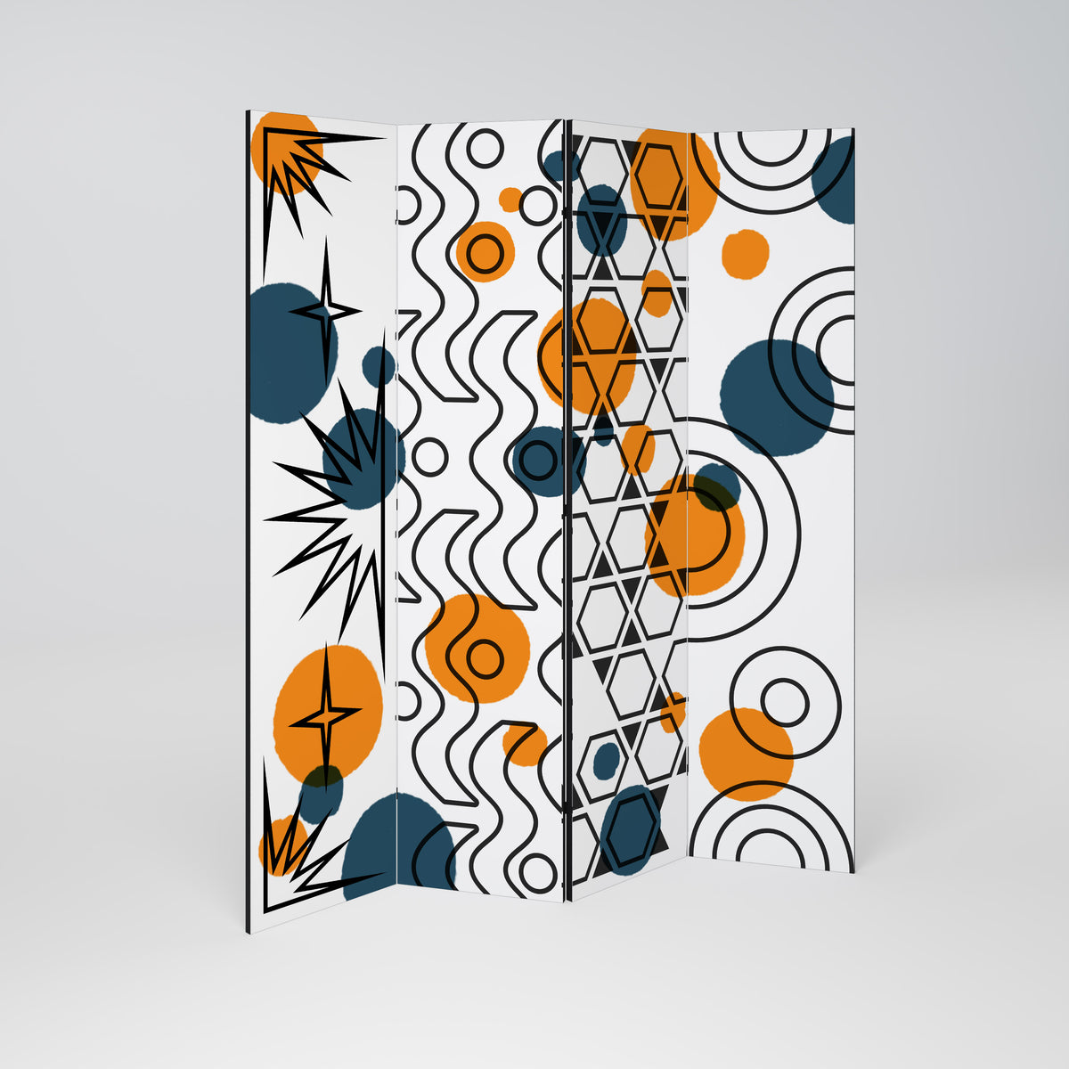 ABSTRACT SYMPHONY FLARE Paravento Decorativo a 4 Pannelli