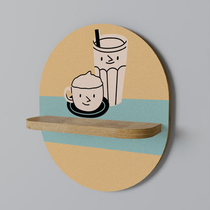 COFFEE PLEASURES Mensola ovale in effetto rovere