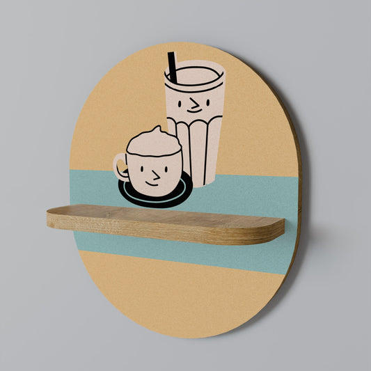 COFFEE PLEASURES Mensola ovale in effetto rovere