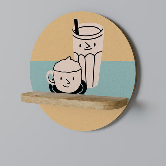 COFFEE PLEASURES Mensola rotonda per l'arte in effetto rovere