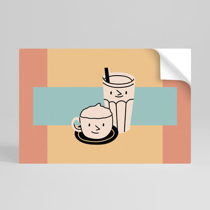 Poster orizzontale staccabile e attaccabile "COFFEE PLEASURES"