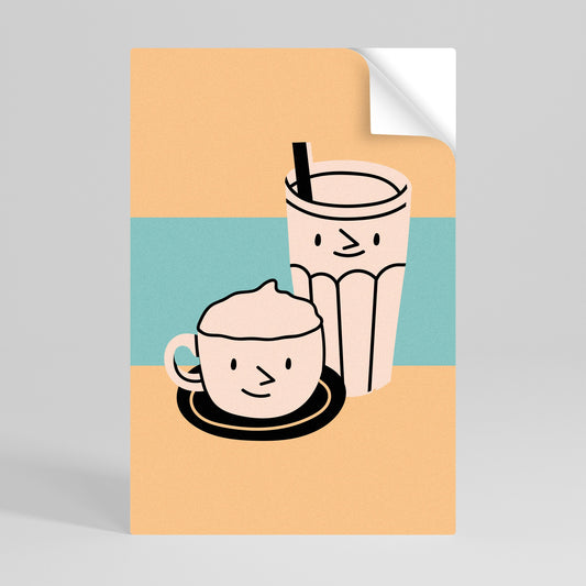 Poster verticale staccabile e attaccabile "COFFEE PLEASURES"