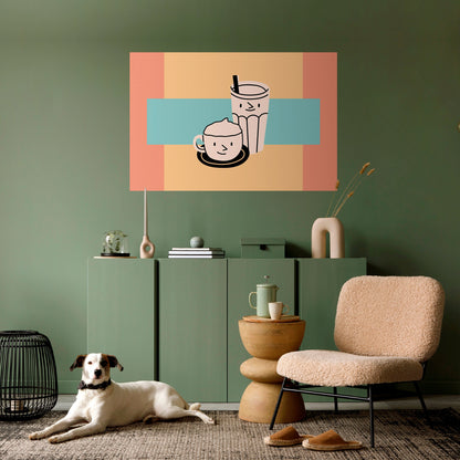 Poster orizzontale staccabile e attaccabile "COFFEE PLEASURES"