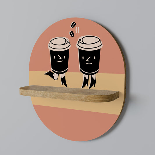 JOYFUL COFFEE Mensola ovale in effetto rovere