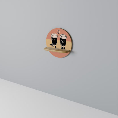 JOYFUL COFFEE Mensola rotonda per arte in effetto rovere