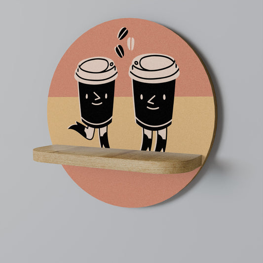 JOYFUL COFFEE Mensola rotonda per arte in effetto rovere
