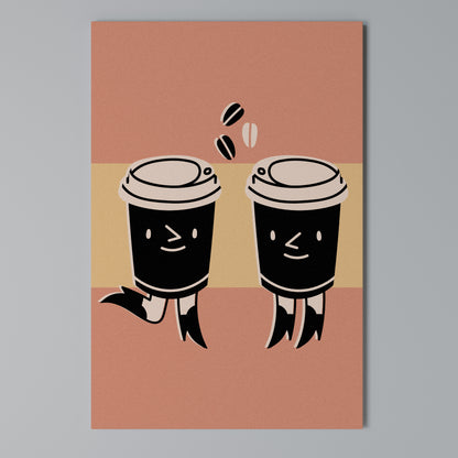 JOYFUL COFFEE Stampa su Tela Verticale