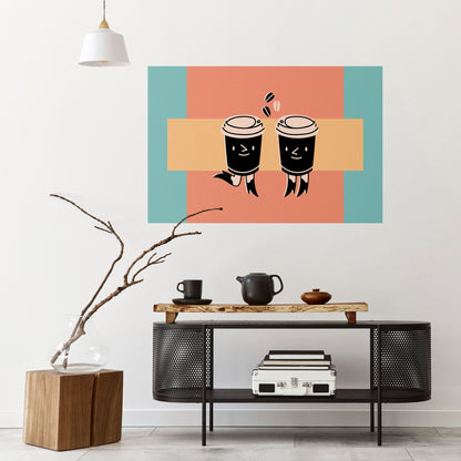 JOYFUL COFFEE Poster orizzontale staccabile e attaccabile