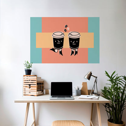 JOYFUL COFFEE Poster orizzontale staccabile e attaccabile