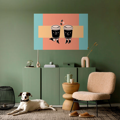 JOYFUL COFFEE Poster orizzontale staccabile e attaccabile