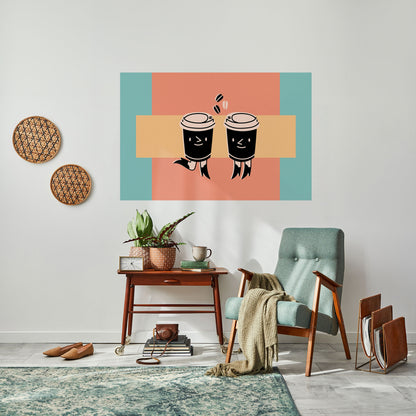 JOYFUL COFFEE Poster orizzontale staccabile e attaccabile