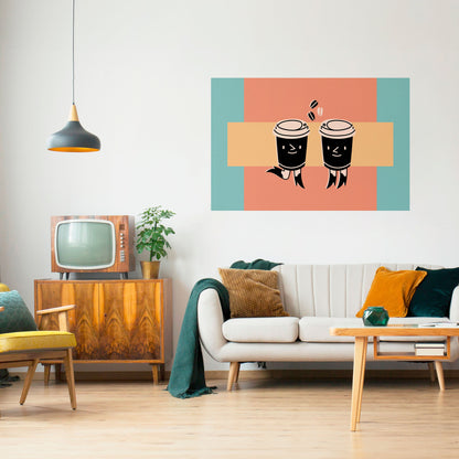 JOYFUL COFFEE Poster orizzontale staccabile e attaccabile