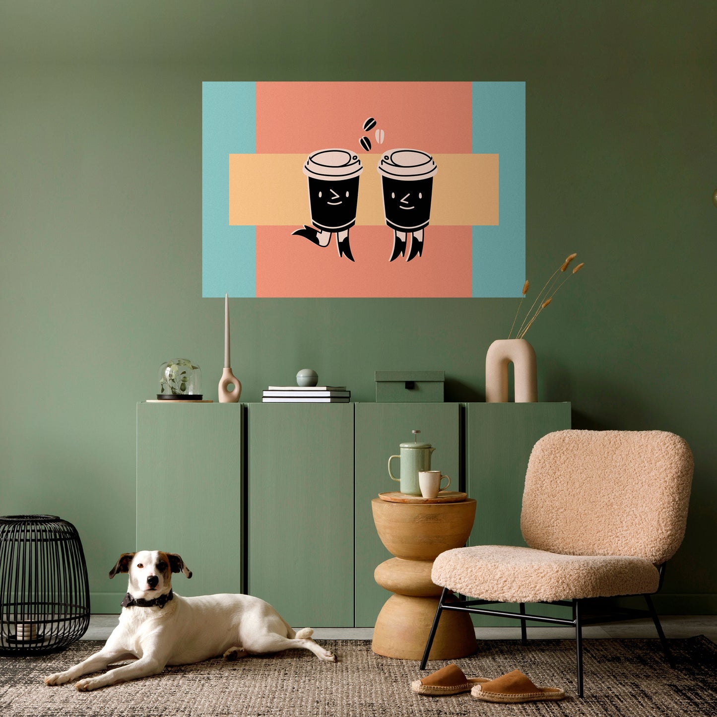 JOYFUL COFFEE Poster orizzontale staccabile e attaccabile