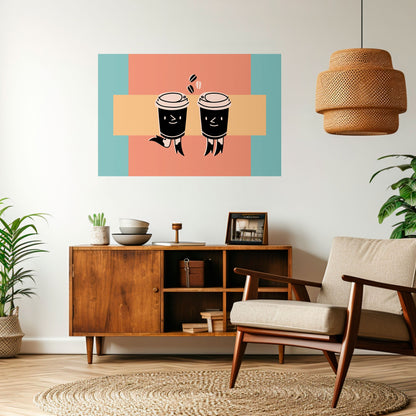 JOYFUL COFFEE Poster orizzontale staccabile e attaccabile