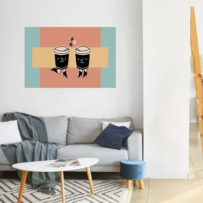 JOYFUL COFFEE Poster orizzontale staccabile e attaccabile