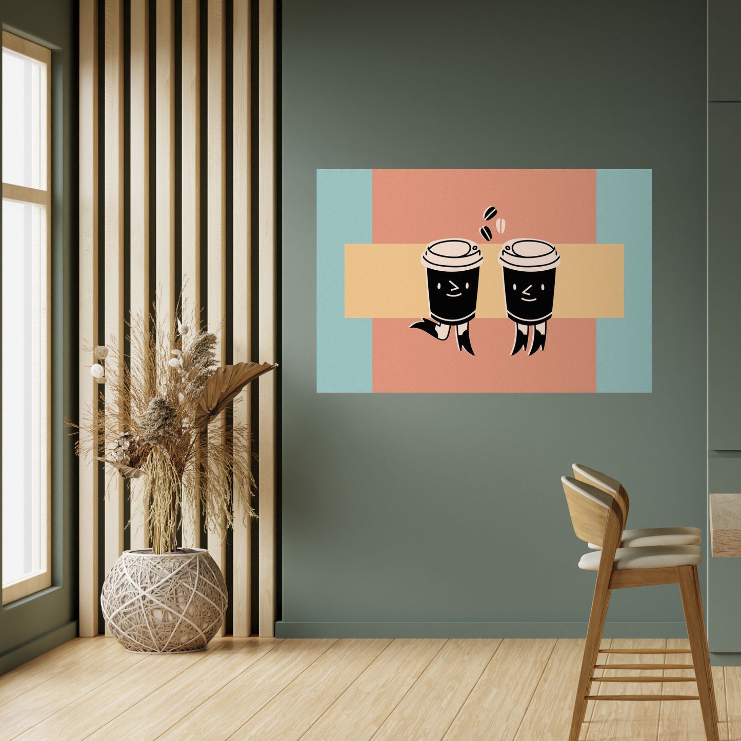JOYFUL COFFEE Poster orizzontale staccabile e attaccabile