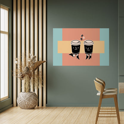 JOYFUL COFFEE Poster orizzontale staccabile e attaccabile
