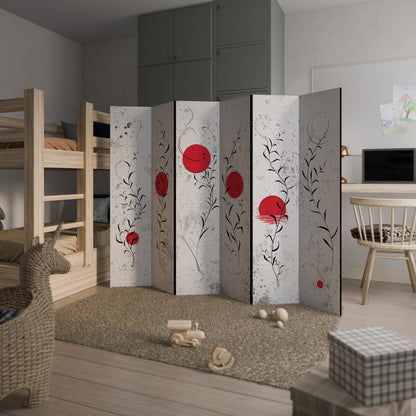 DIVISORIO DECORATIVO A 6 PANNELLI "RED WHISPERS IN FOLIAGE"