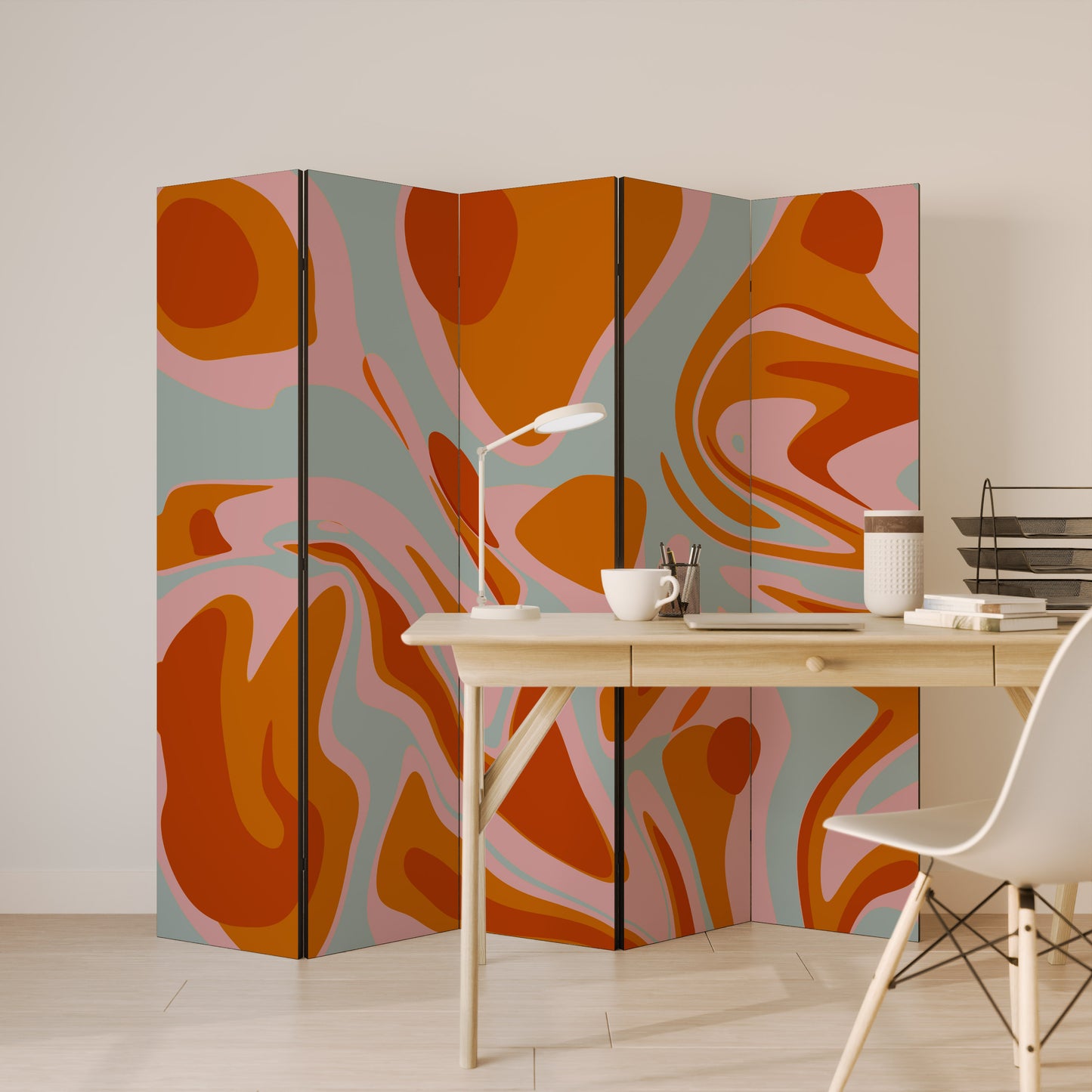 FLOATING BURN - Divisorio decorativo per ambienti a 5 pannelli