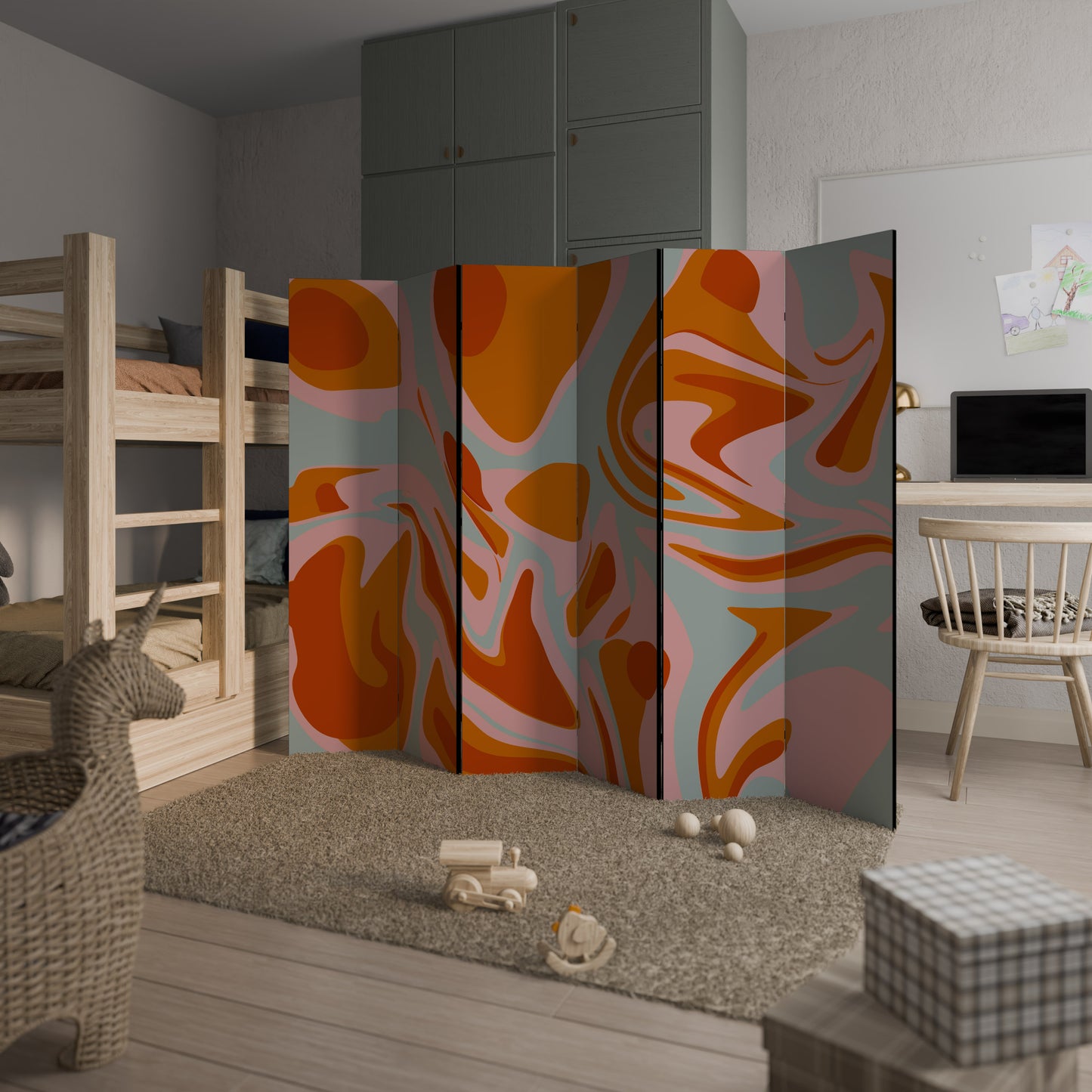 FLOATING BURN - Divisorio decorativo per ambienti a 6 pannelli