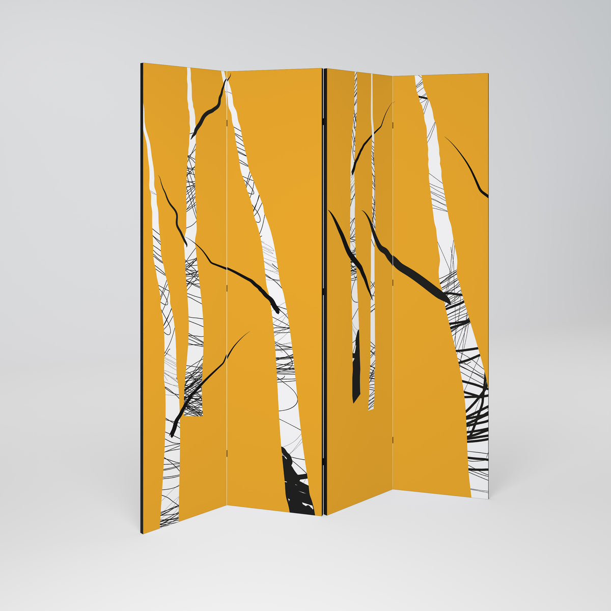 BIRCH ABSTRACT Paravento Decorativo a 4 Pannelli