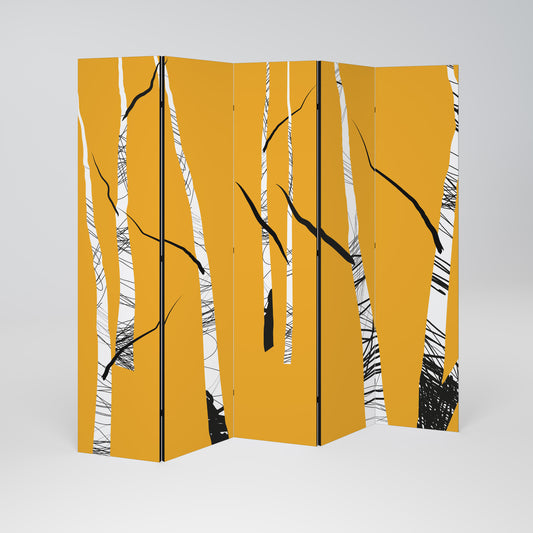 BIRCH ABSTRACT Divisorio decorativo per ambienti a 5 pannelli