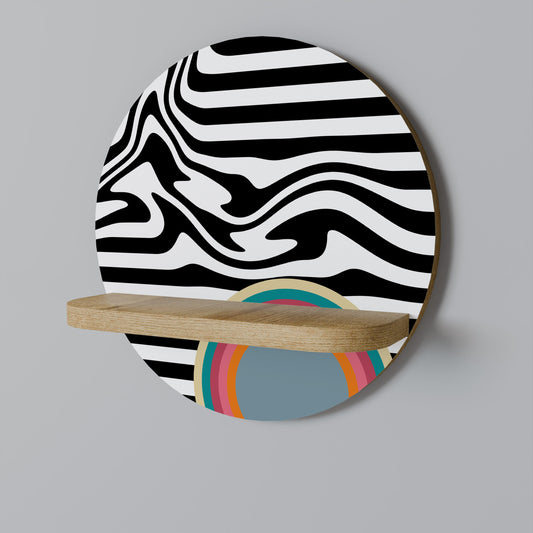 SPECTRA SHOWCASE Mensola rotonda per opere d'arte in effetto rovere
