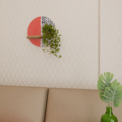 ORANGEY TREASURE Mensola rotonda per opere d'arte in effetto rovere
