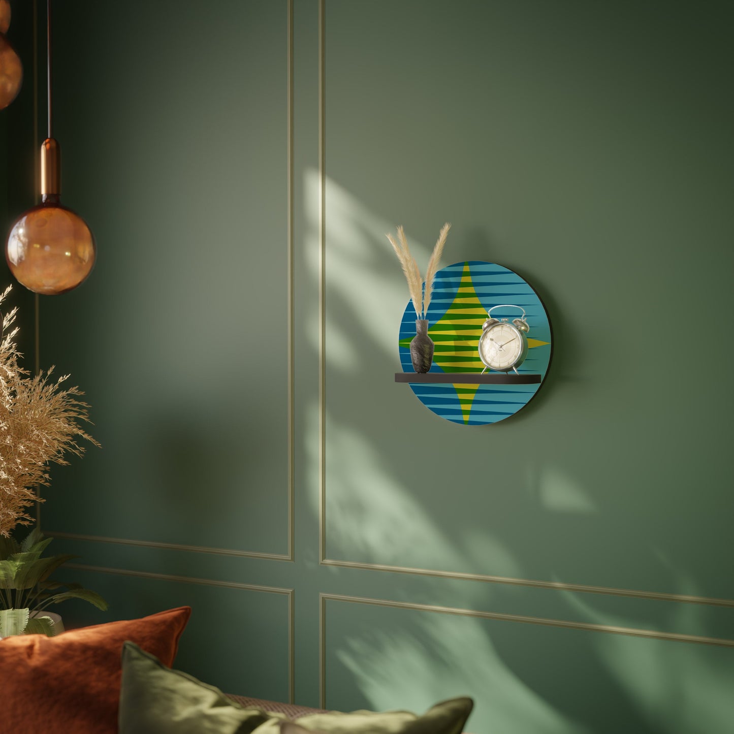 PERFECTION PICKS Round Art Shelf In Black Finish