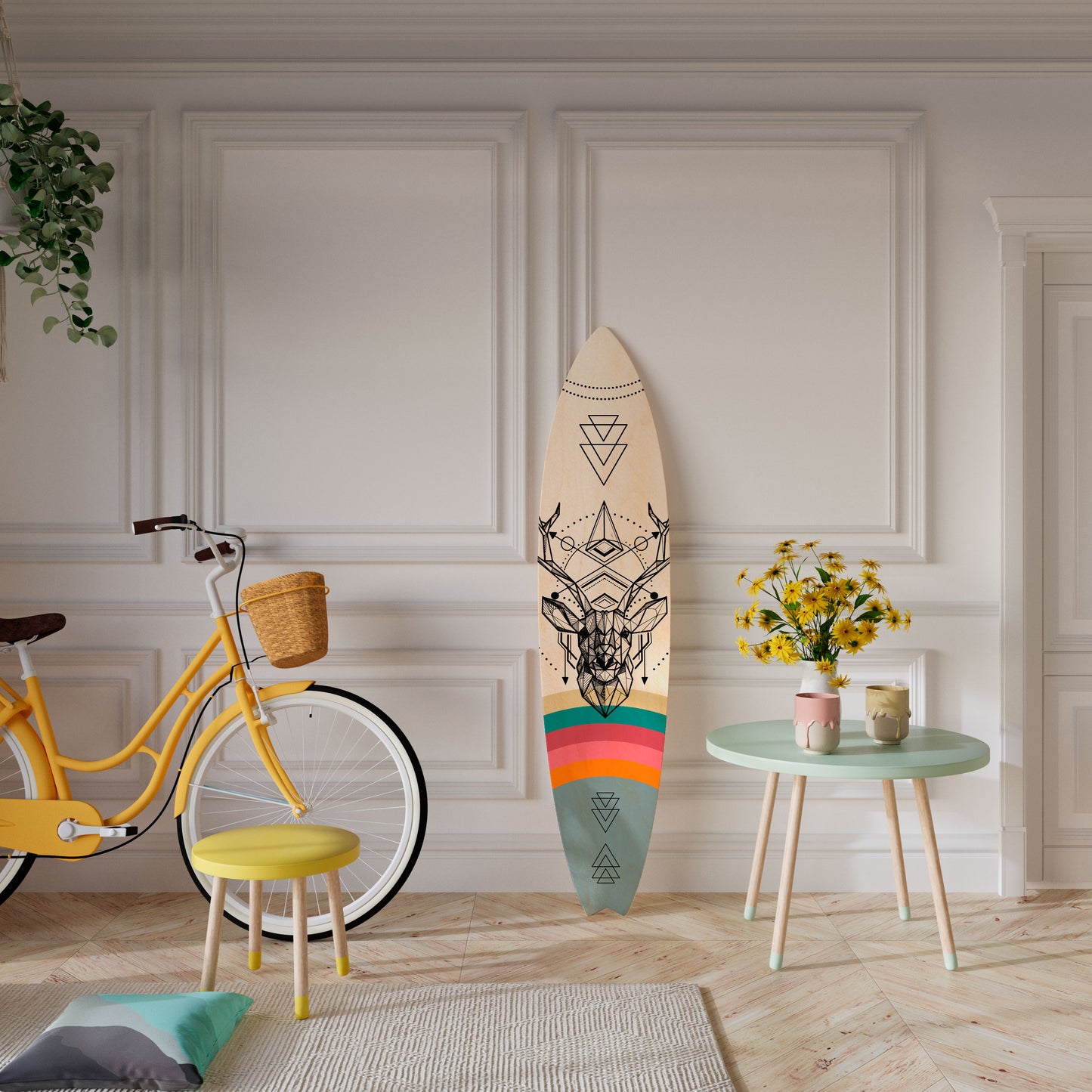 DEER OF COLOR Tavola da surf decorativa in compensato