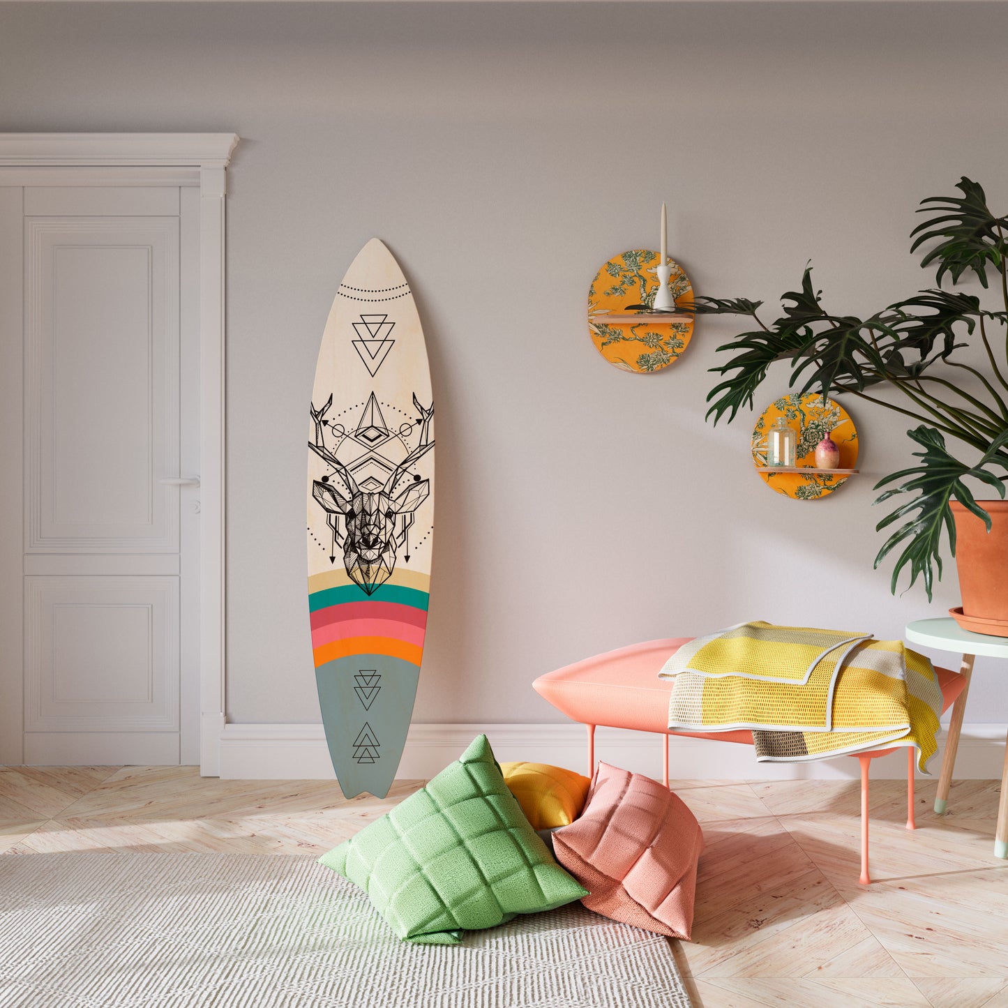 DEER OF COLOR Tavola da surf decorativa in compensato