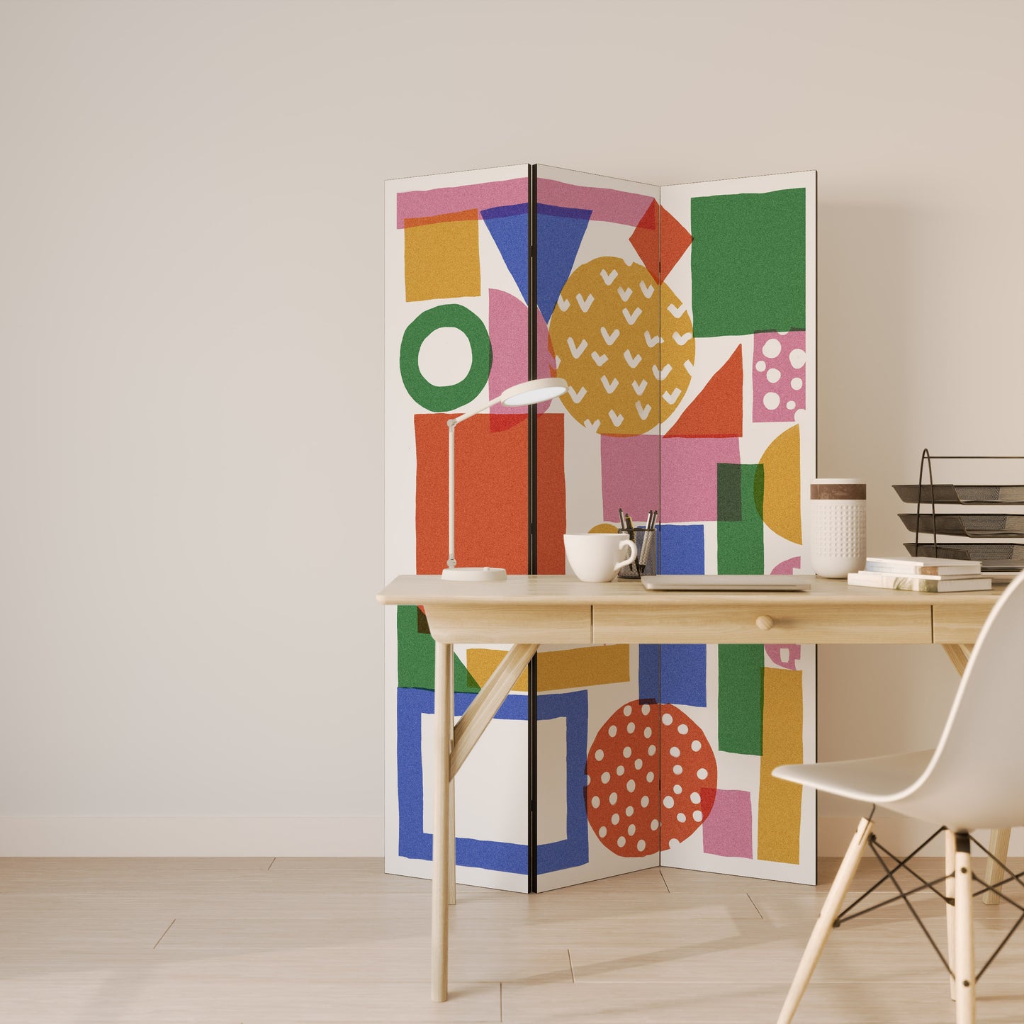 Divisorio decorativo per ambienti a 3 pannelli GEOMETRIC GLIMMER
