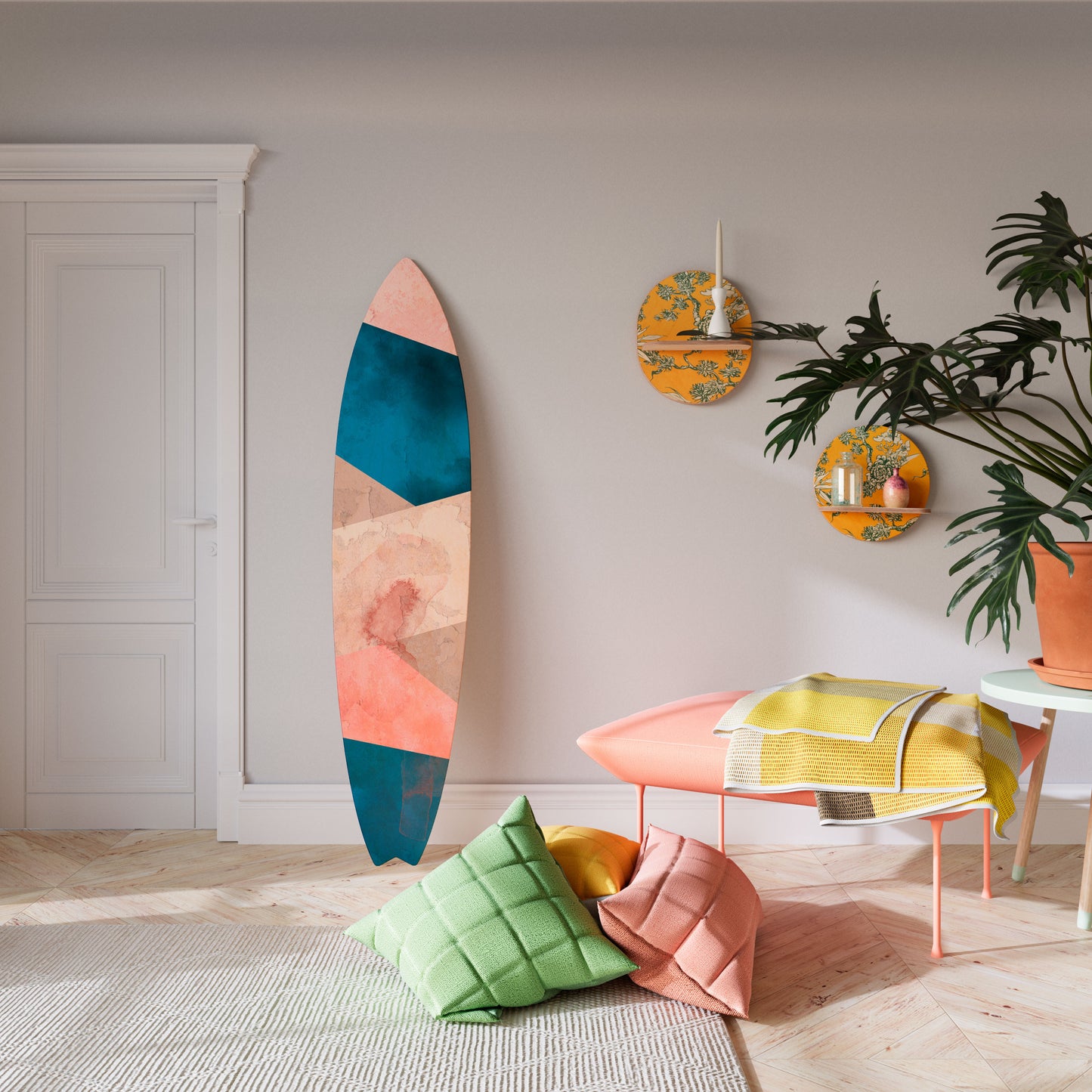 PEONY INTERIOR Decorative Plywood Surfboard