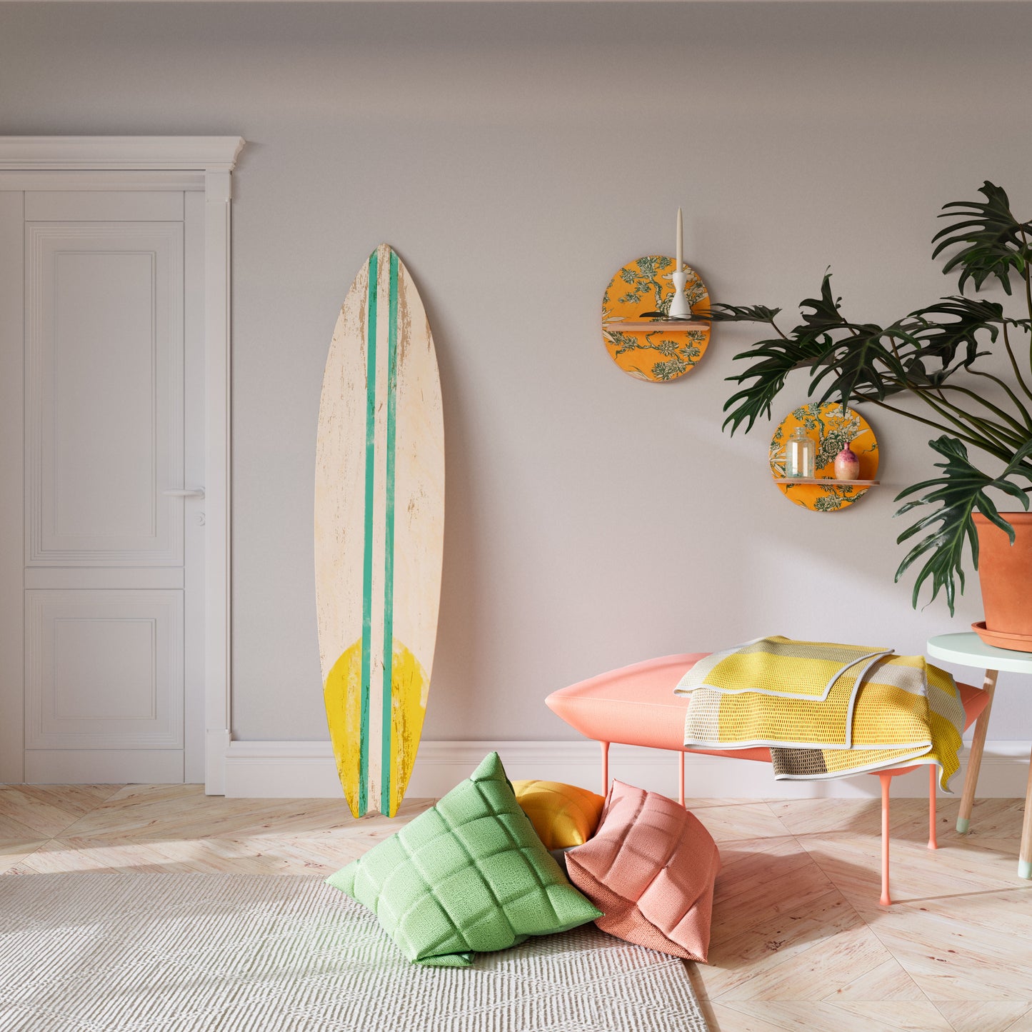 SUNSET RIDER Tavola da surf decorativa in compensato