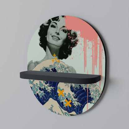 KANAGAWA BEAUTY Oval Art Shelf In Black Finish