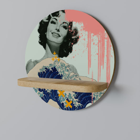 KANAGAWA BEAUTY Mensola rotonda per arte in effetto rovere