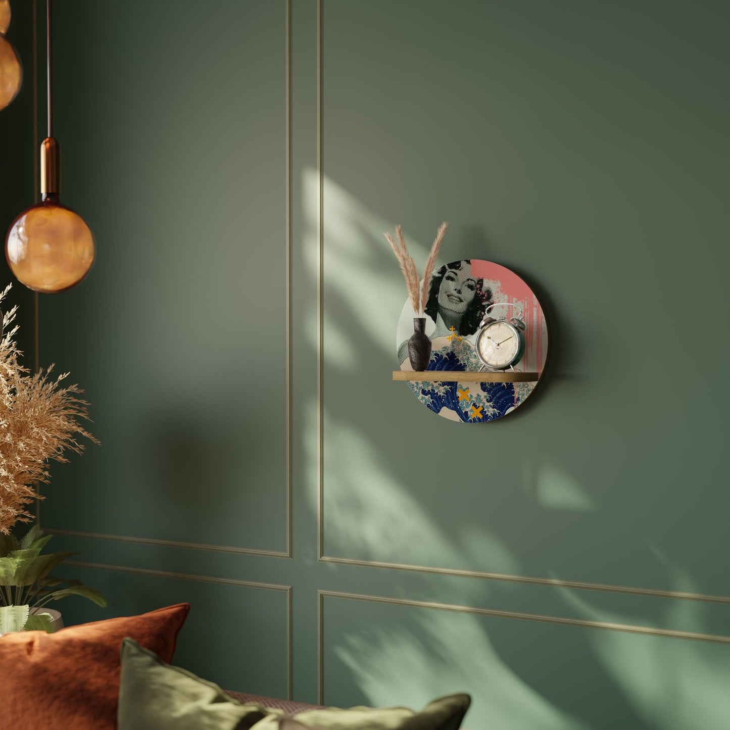 KANAGAWA BEAUTY Mensola rotonda per arte in effetto rovere
