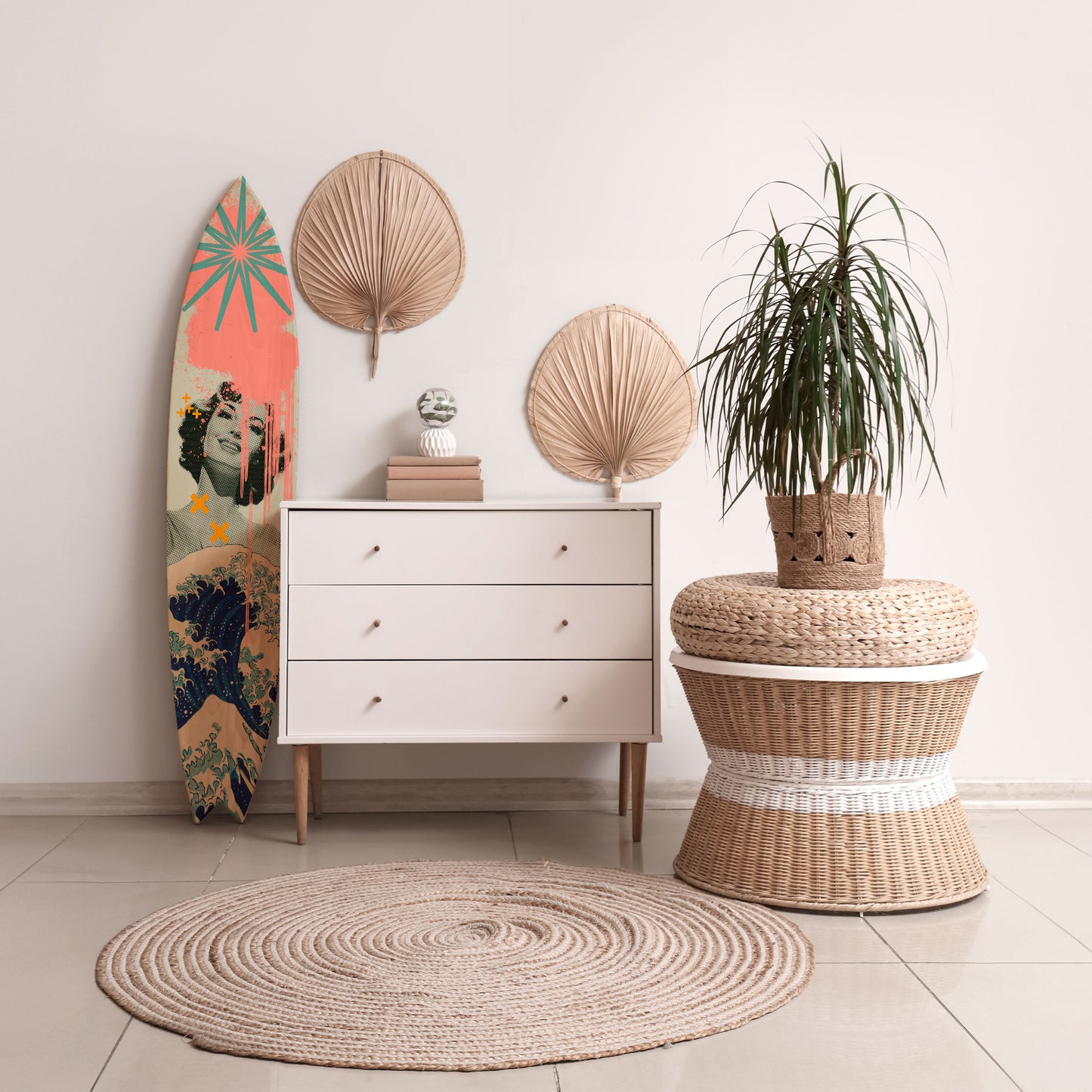 KANAGAWA BEAUTY Decorative Plywood Surfboard