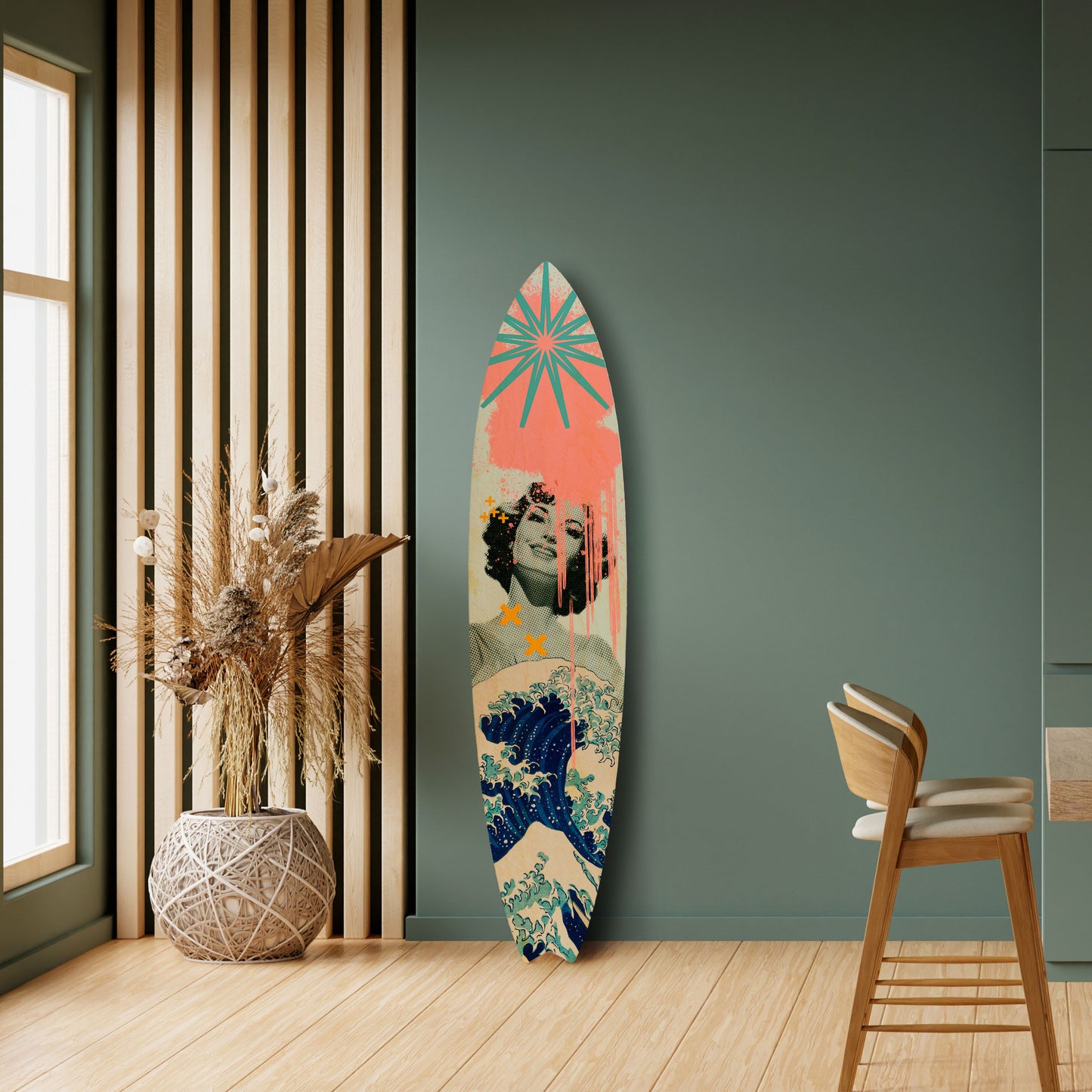 KANAGAWA BEAUTY Decorative Plywood Surfboard