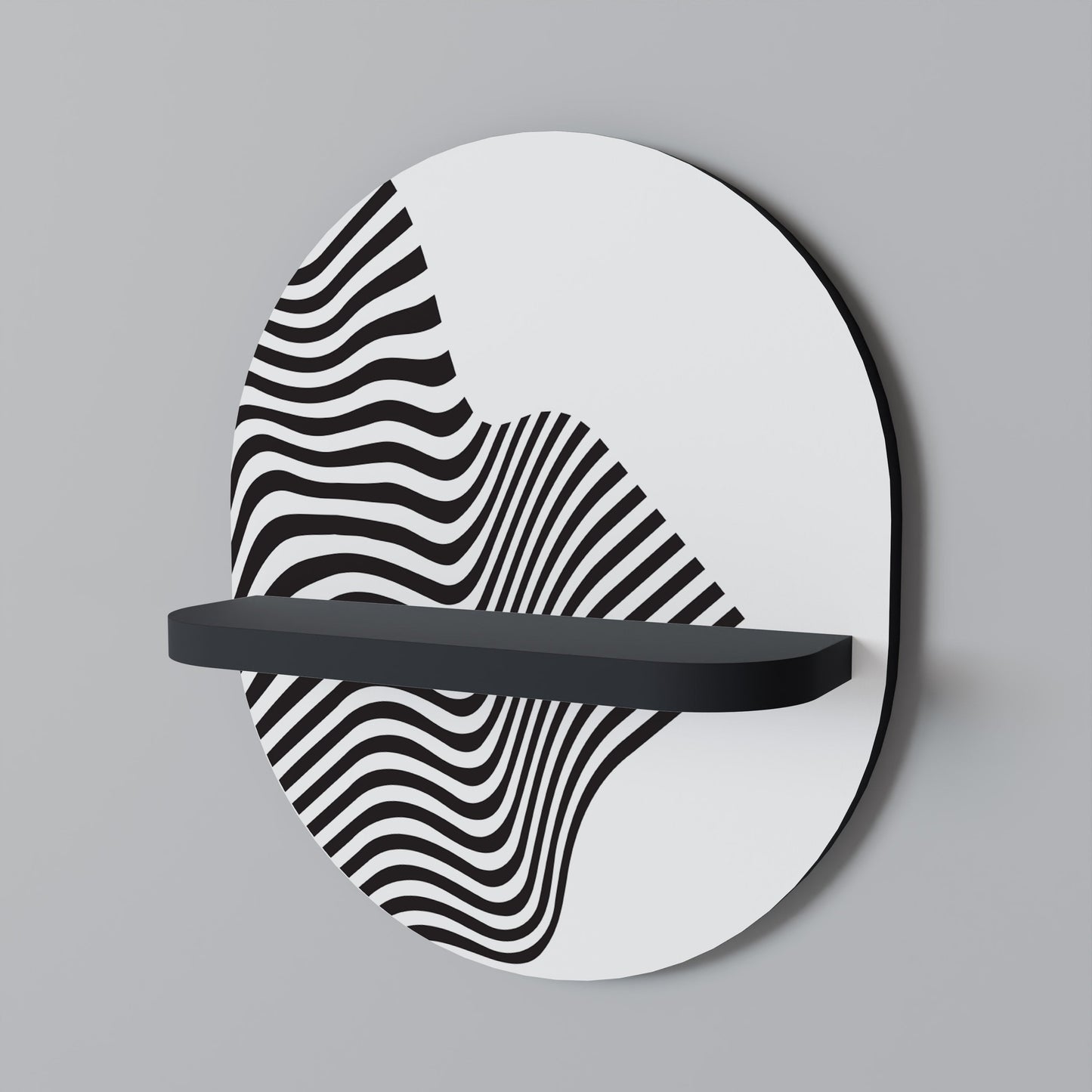 ILLUSIONARY FLOW Mensola ovale per opere d'arte in finitura nera