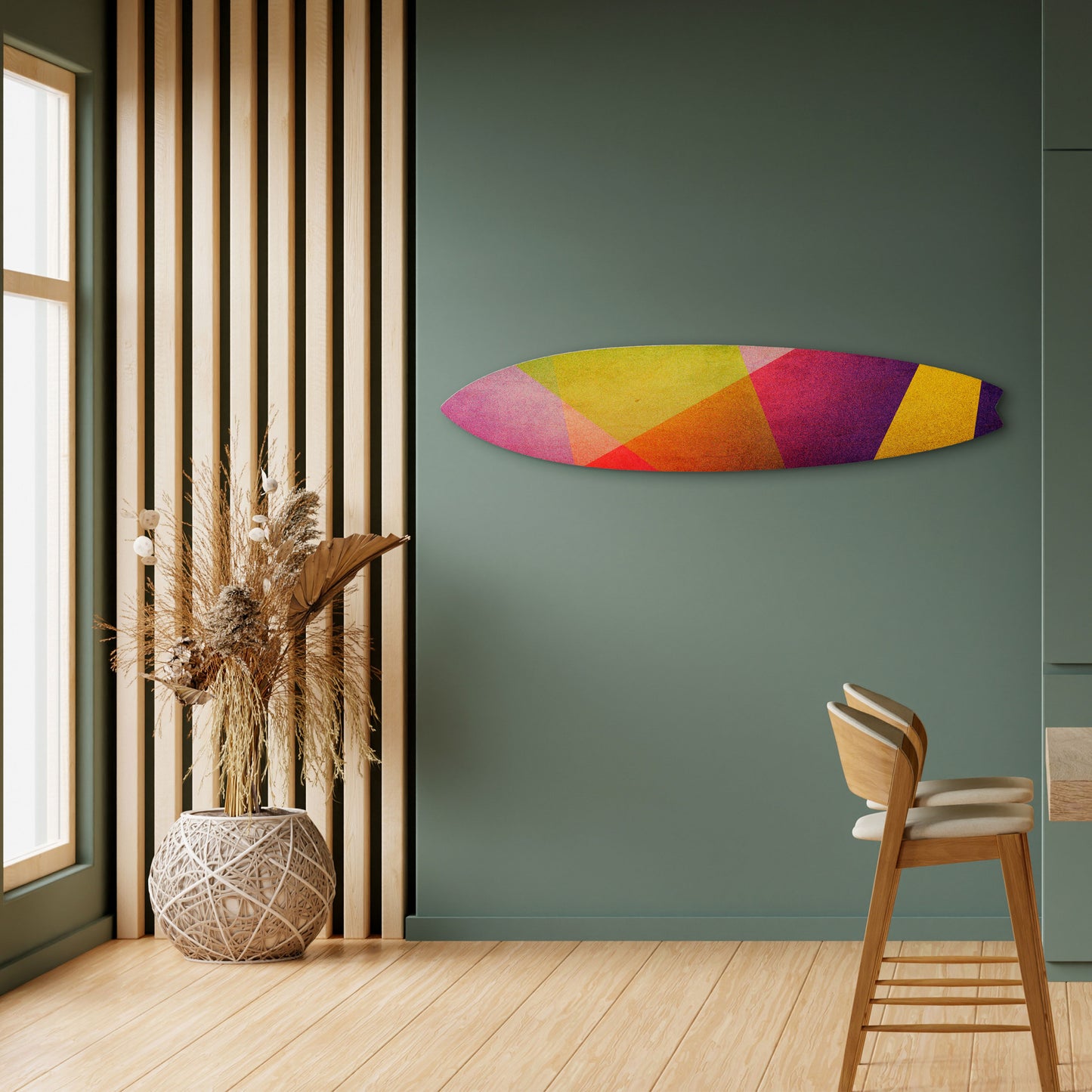 VIVID GEOMETRY Decorative Plywood Surfboard