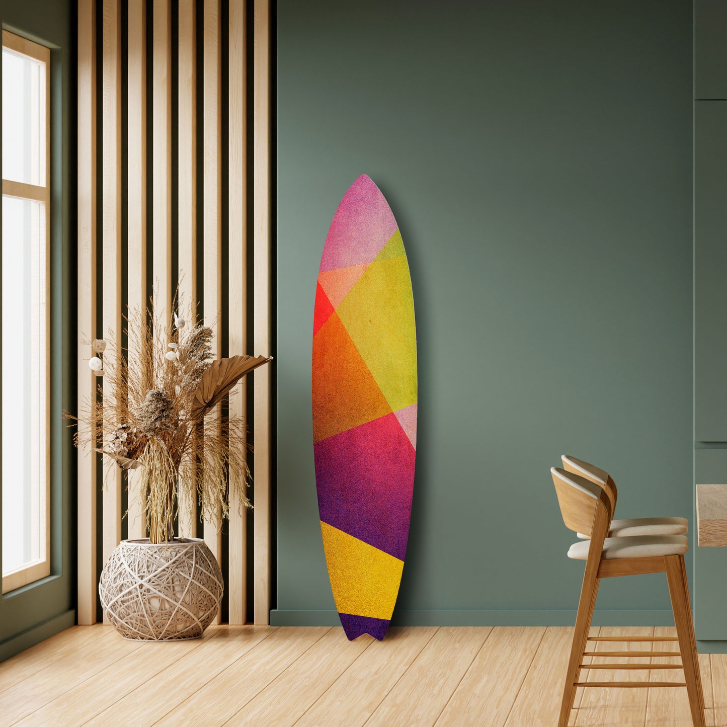 VIVID GEOMETRY Decorative Plywood Surfboard