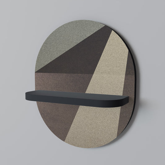 BEIGE GEOMETRY Oval Art Shelf In Black Finish