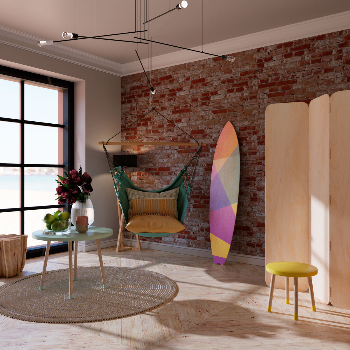 BRIGHT GEOMETRY Surfboard Decorative Panel